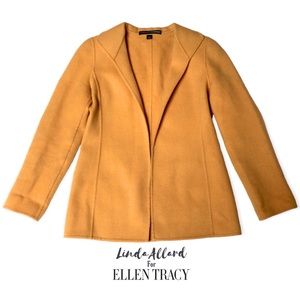Vintage Linda Allard Ellen Tracy Wool Blazer Jacket Coat, Butternut Sz 4/S-M EUC